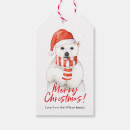 Etiquetas de regalo de Navidad lindo oso polar