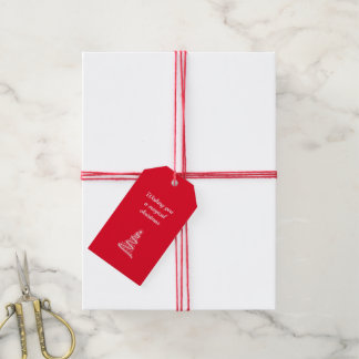Etiquetas de regalo de Navidad mágico rojo