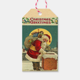 Etiquetas de regalo de Navidad Retro Santa Claus