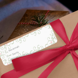 Etiquetas de regalo de Navidades de Swirl Redbud