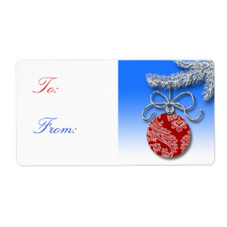 Etiquetas de regalo de Ornamento de Navidad Rojo
