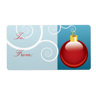 Etiquetas de regalo de Ornamento de Navidad Rojo
