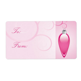 Etiquetas de regalo de Ornamento de Navidad Rosa