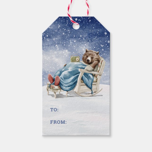 Etiquetas de regalo de oso durmiente (Anverso)