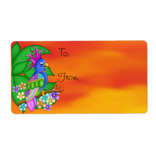 Etiquetas de regalo de pájaro tropical de Annika