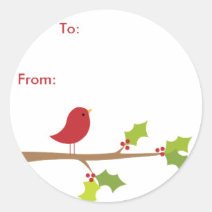 Etiquetas de regalo de Pegatina de pájaro rojo