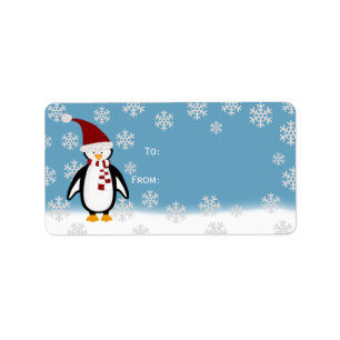 Etiquetas de regalo de Penguin para navidades