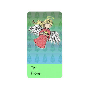 Etiquetas de regalo de pequeño ángel de Navidad