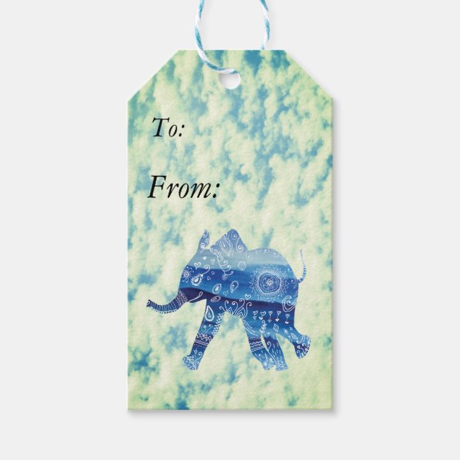 Etiquetas de regalo de Personalizado elefante (Anverso)