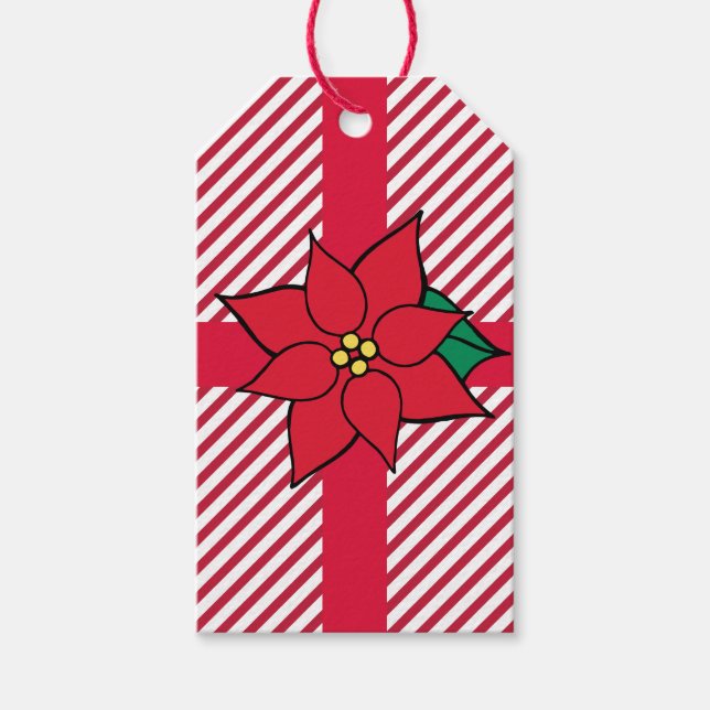 Etiquetas de regalo de Poinsettia navidades (Anverso)