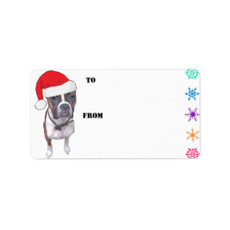 Etiquetas de regalo de Santa Brindle Boxer