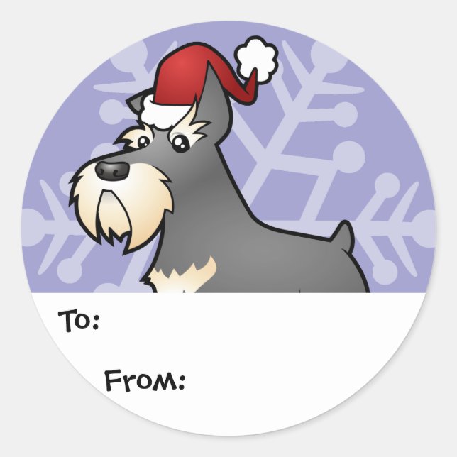 Etiquetas de regalo de Schnauzer para navidades (Anverso)