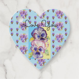 Etiquetas de regalo de Shabby Chic Pansy Blue Love