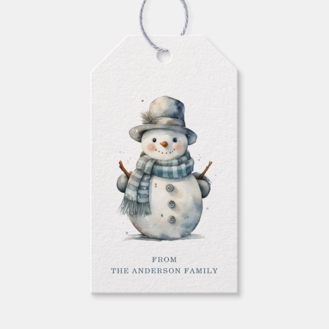 Etiquetas de regalo de Snowman (Anverso)