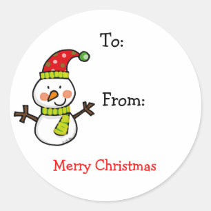 Etiquetas de regalo de snowman de invierno para na