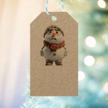 Etiquetas de regalo de Snowman Kraft