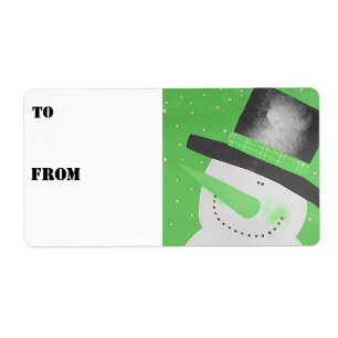 Etiquetas de regalo de Snowman - Verde