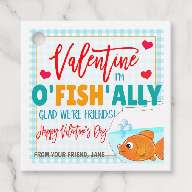 Etiquetas de regalo de Valentine Goldfish (Anverso)