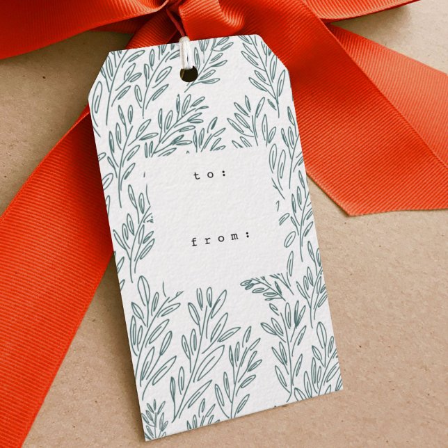 Etiquetas de regalo de Vines (Hand-drawn growing vines gift tag.)