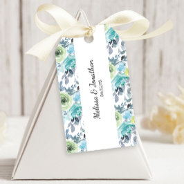 Etiquetas de regalo del Boda floral verde amarillo