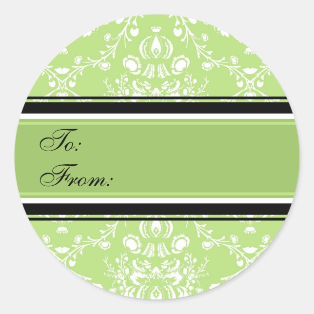 Etiquetas de regalo Green Damask (Anverso)