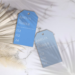 Etiquetas de regalo minimalistas de Boda azul