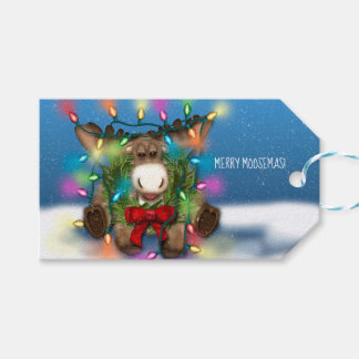 Etiquetas de regalo Moose para los navidades