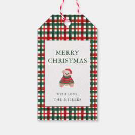 Etiquetas de regalo navideñas de color verde rojo 