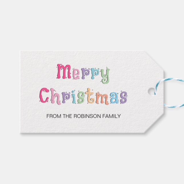 Etiquetas de regalo navideñas divertidas multicolo (Frente (Horizontal))