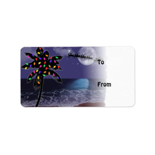 Etiquetas de regalo navideñas Ocean Moonlight