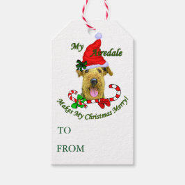 Etiquetas de regalo navideño Airedale Terrier