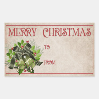 Etiquetas de regalo navideño | Campanas verdes