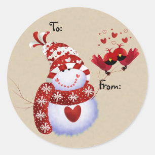 Etiquetas de regalo navideño de Snowman