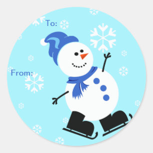 Etiquetas de regalo navideño de Snowman