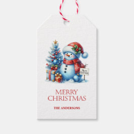 Etiquetas de regalo navideño de Snowman