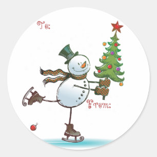 Etiquetas de regalo navideño de Snowman