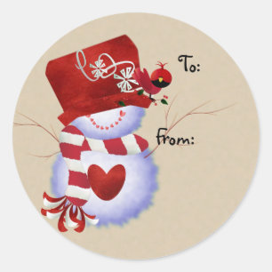 Etiquetas de regalo navideño de Snowman
