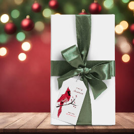 Etiquetas de regalo navideño del cardenal de color