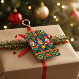 Etiquetas de regalo navideño del soldado de juguet