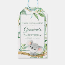 Etiquetas de regalo para cumpleaños de Koala