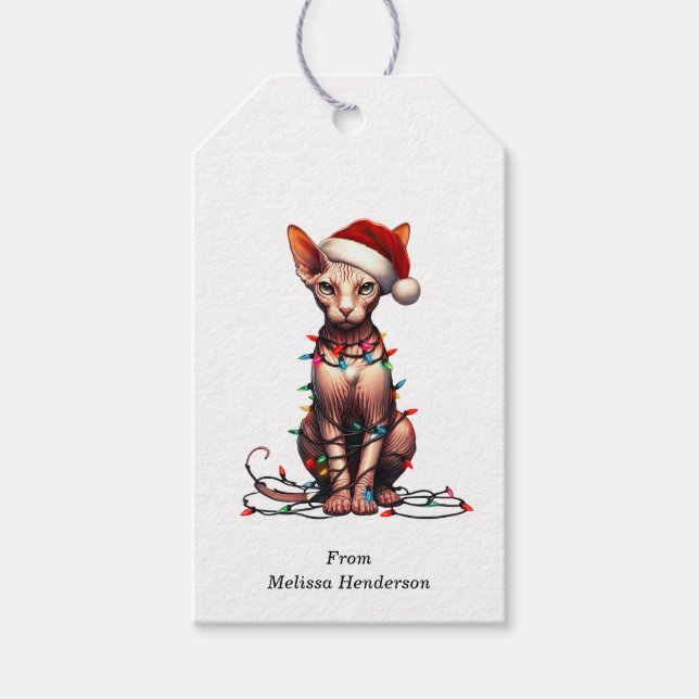 Etiquetas de regalo para gatos Sphynx (Anverso)