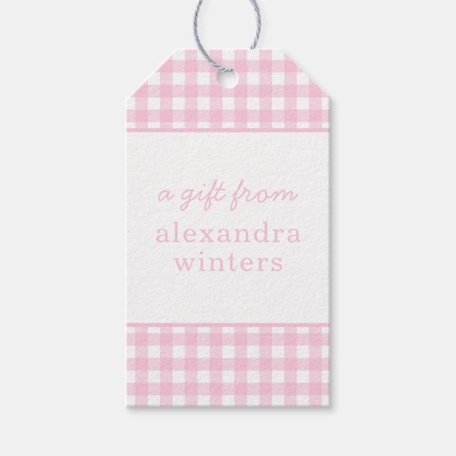 Etiquetas de regalo personalizadas de Gingham (Anverso)