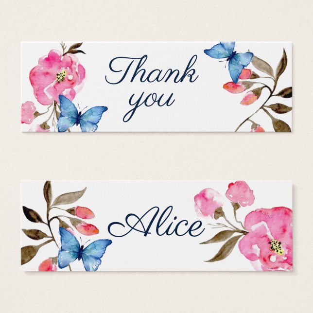 Etiquetas de regalo Personalizar 'Gracias' maripos (Anverso y reverso)