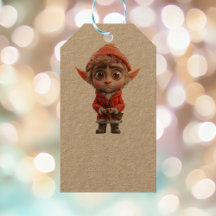 Etiquetas de regalo preocupadas de elfo Kraft