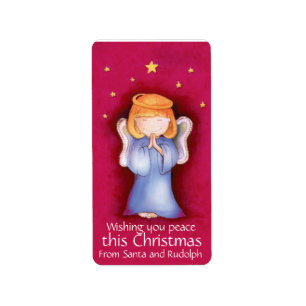 Etiquetas de regalo rojas de ángel de Navidad