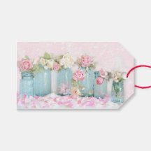 Etiquetas de regalo - Rosas Chic Shabby Glass Azul