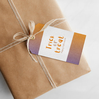 Etiquetas de regalo violeta y Naranja de Halloween