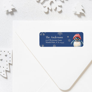 Etiquetas de retorno de Navidades de pingüino pers