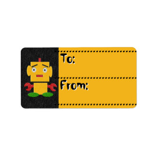 Etiquetas De Robot-Amarillo-A-De Retro De Niños Cu