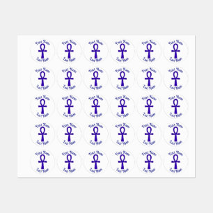 Etiquetas de ropa de círculo del Ankh azul